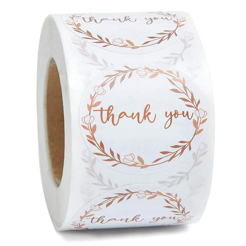 Tulip Wreath Thank You Sticker Round Shape